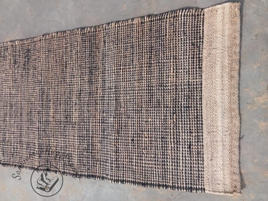 Natural Black Hemp & Jute Runner – Eco-Friendly, Pure Vegan Handwoven Runner