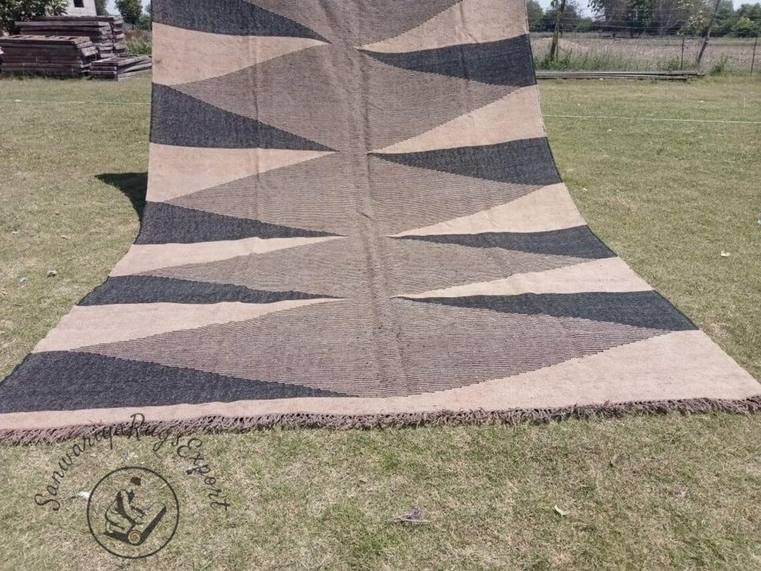 Handwoven Wool Jute Kilim Rug – Large Vintage Boho Area Carpet