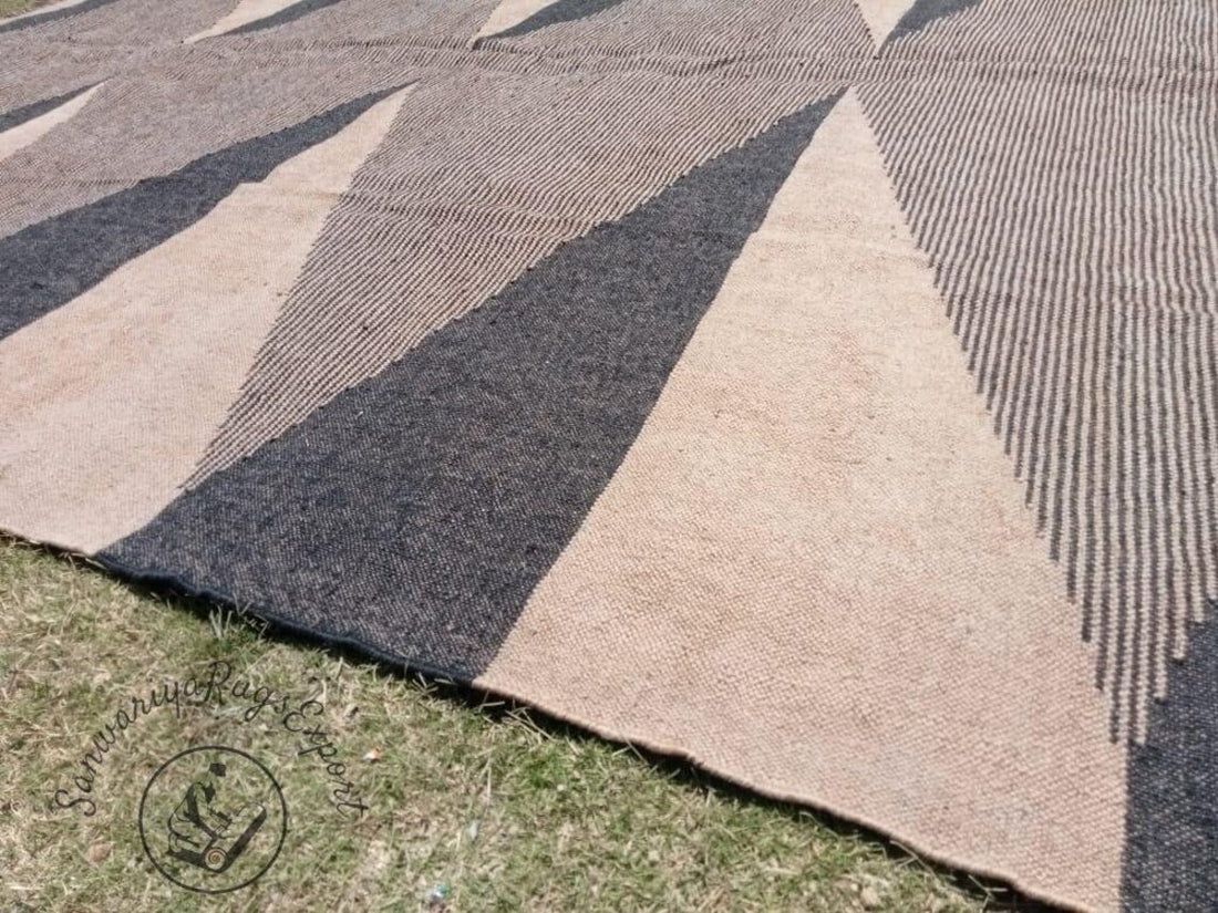 Handwoven Wool Jute Kilim Rug – Large Vintage Boho Area Carpet