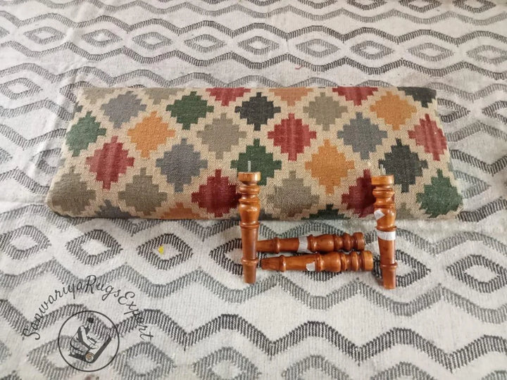 Cotton Bedroom Ottoman Bench – Handmade Wooden Upholstered Seat