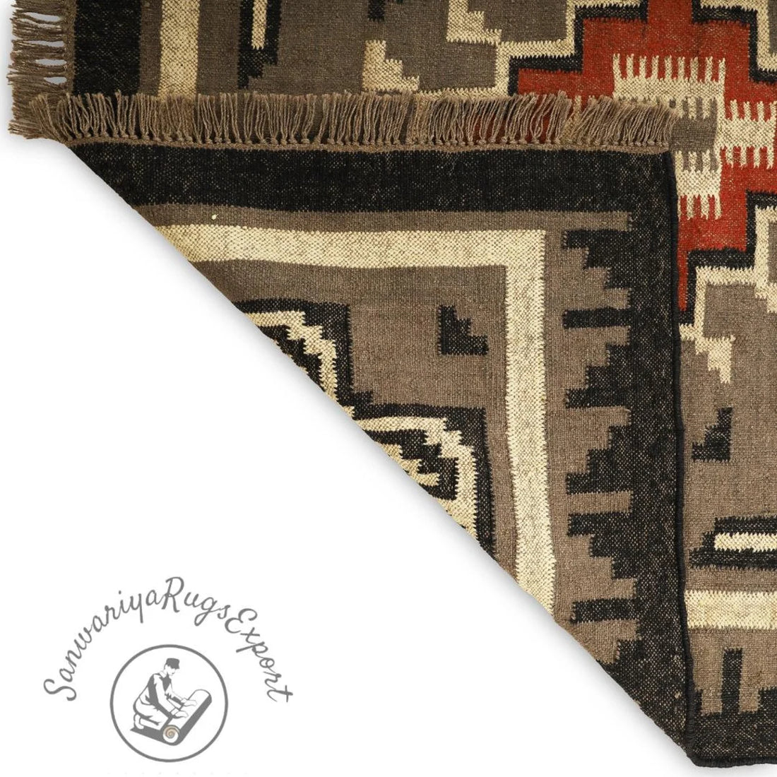 Handmade Kilim Rug | Wool and Jute Handwoven Dhurrie | Traditional Indian Carpet