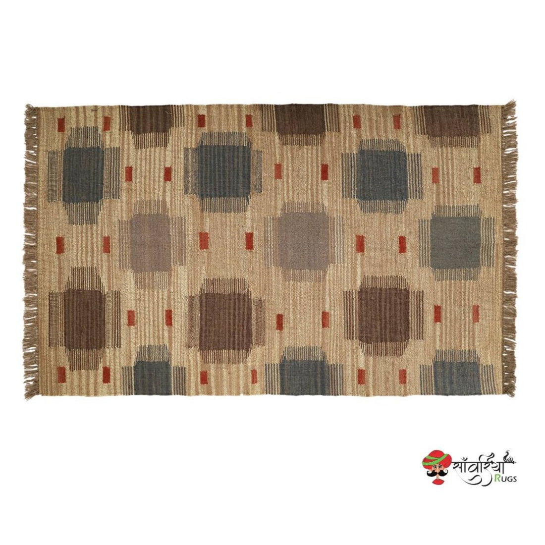 Handmade Wool and Jute Kilim Rug