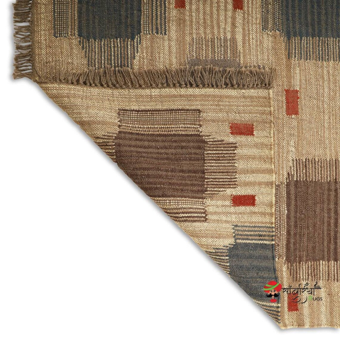 Handmade Wool and Jute Kilim Rug