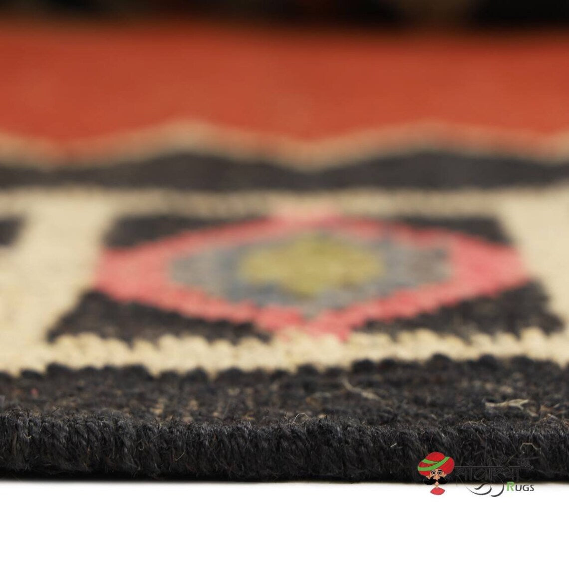 Handwoven Wool Jute Kilim Rug – Traditional Oriental Dhurrie Carpet for Living Room & Home Décor