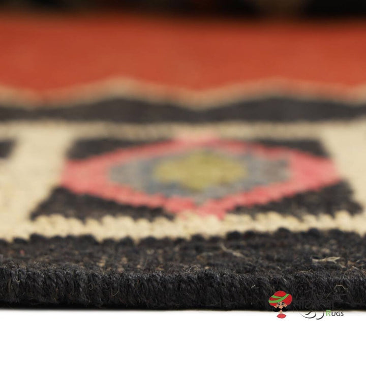 Handwoven Wool Jute Kilim Rug – Traditional Oriental Dhurrie Carpet for Living Room & Home Décor