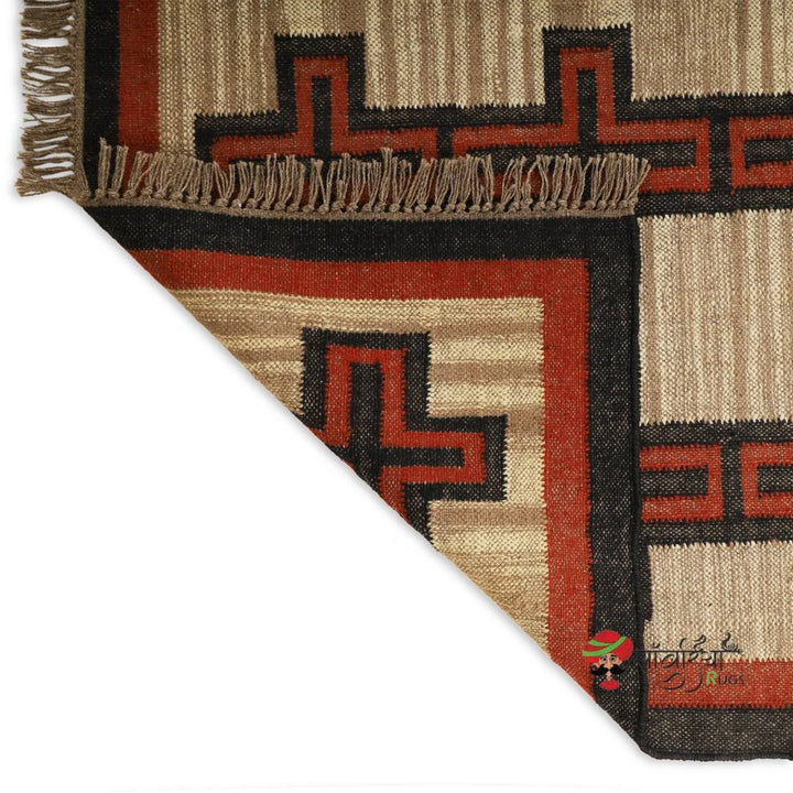 Handmade Kilim Rug Wool and Jute Dhurrie