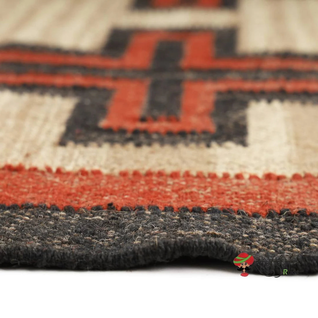 Handmade Kilim Rug Wool and Jute Dhurrie