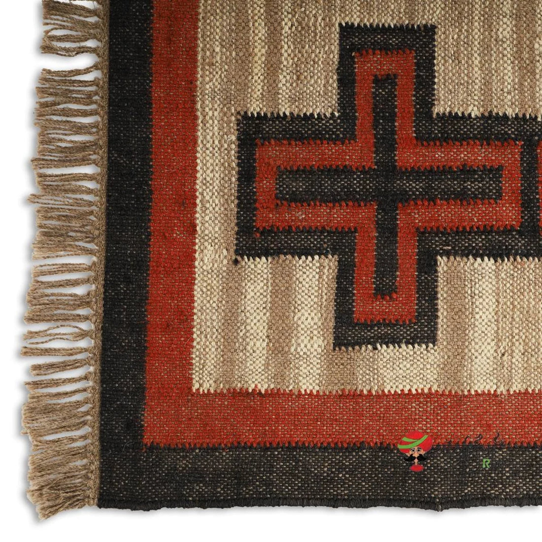 Handmade Kilim Rug Wool and Jute Dhurrie