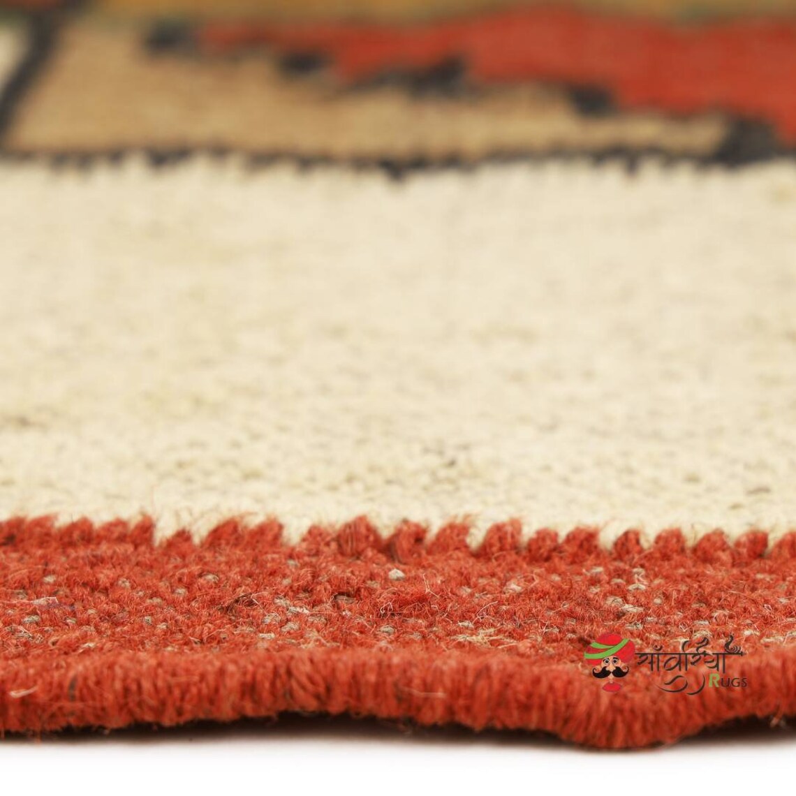 Handwoven Kilim Wool Jute Rug – Traditional Geometric Dhurrie Carpet for Living Room & Boho Home Décor