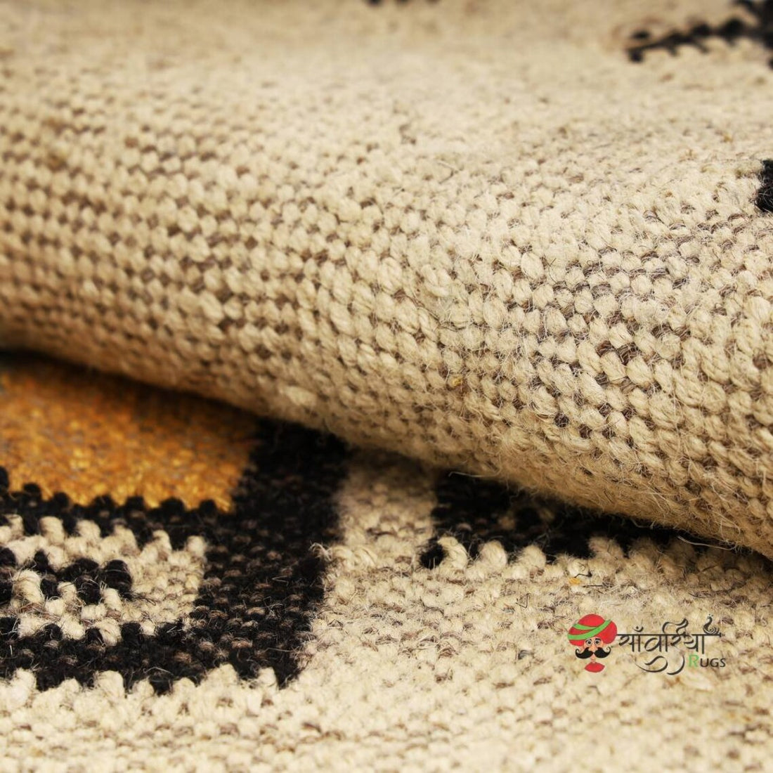 Handwoven Wool Jute Rug Handmade Kilim Dhurrie Rug, Motifs Oriental