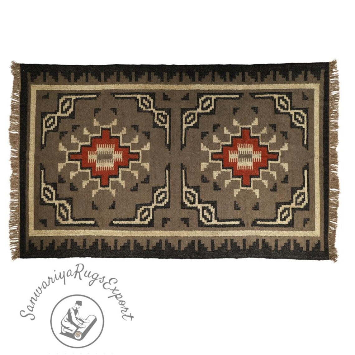 Kilim Rug Bohemian Indian Jute Rug