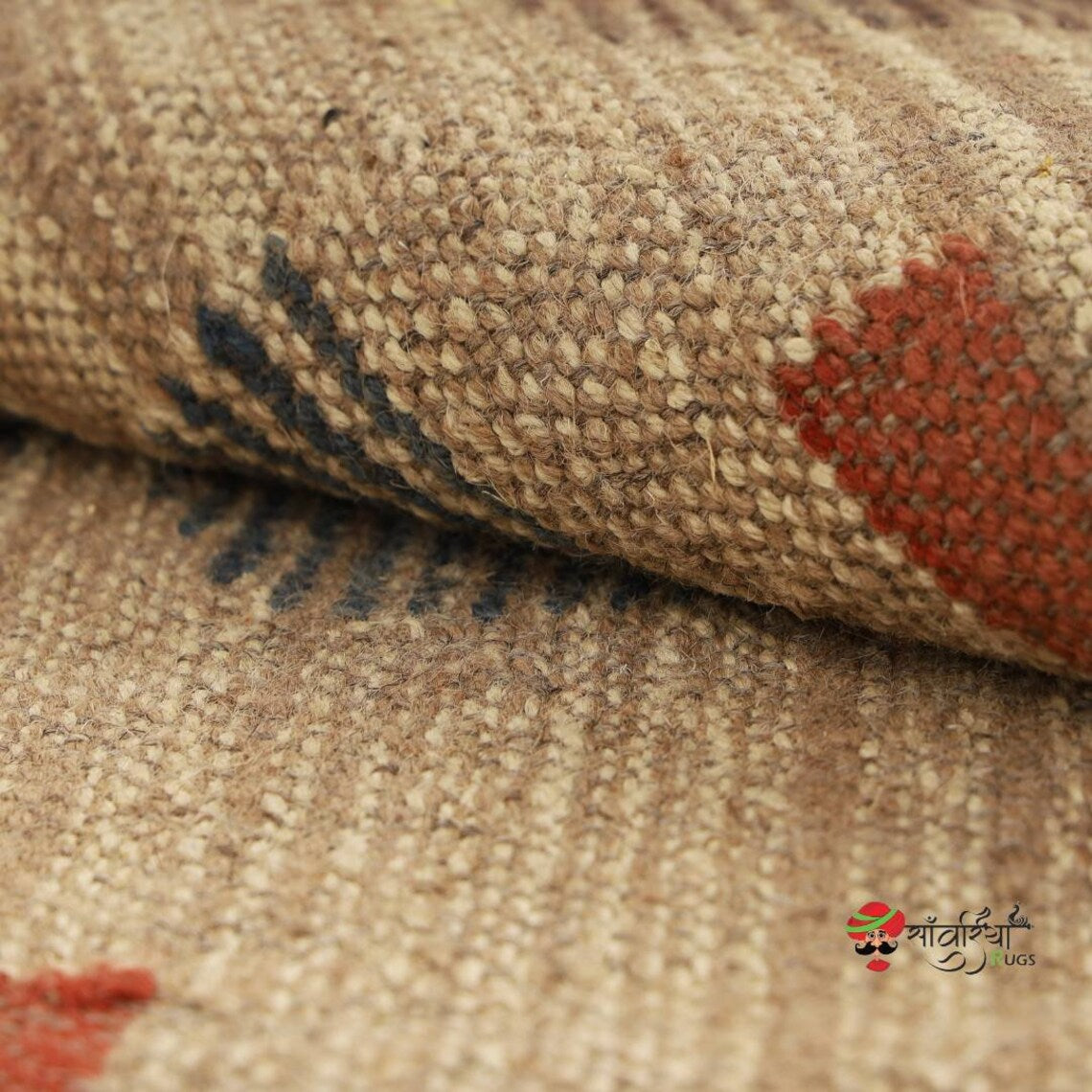 Handmade Wool and Jute Kilim Rug