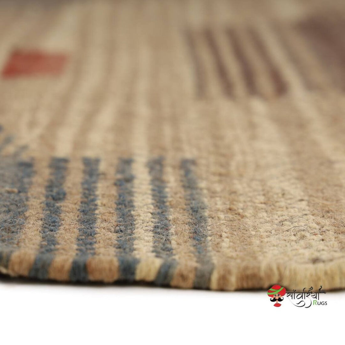 Handmade Wool and Jute Kilim Rug