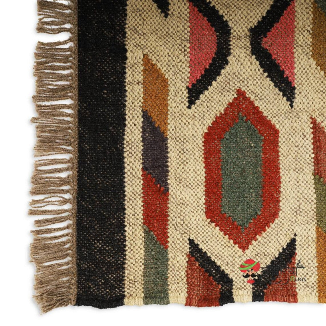 Handwoven Wool Jute Kilim Rug – Traditional Oriental Dhurrie Carpet for Living Room & Home Décor