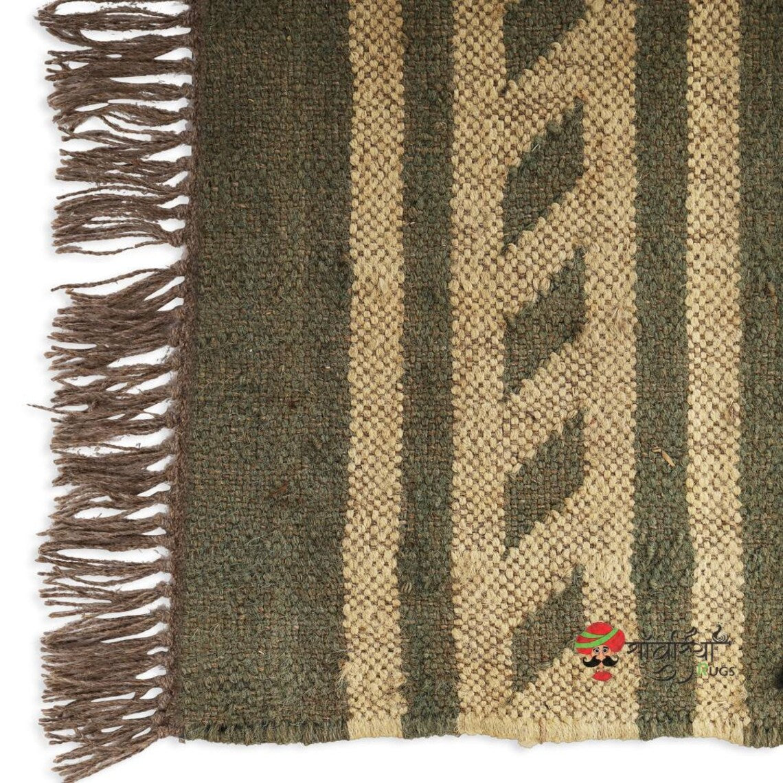 Handwoven Wool Jute Kilim Runner Rug with Traditional Oriental Geometric Patterns