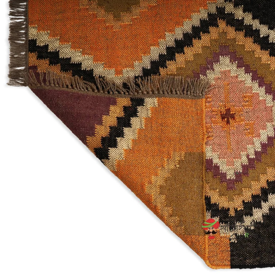 Kilim runner Handwoven Wool Jute Rug Handmade Kilim Dhurrie Rug, Motifs Oriental Traditional