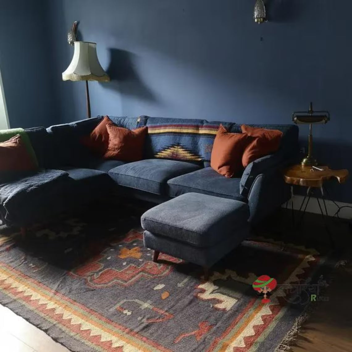 Kilim Rug – Handwoven Wool & Jute Dhurrie | Traditional Indian Area Carpet