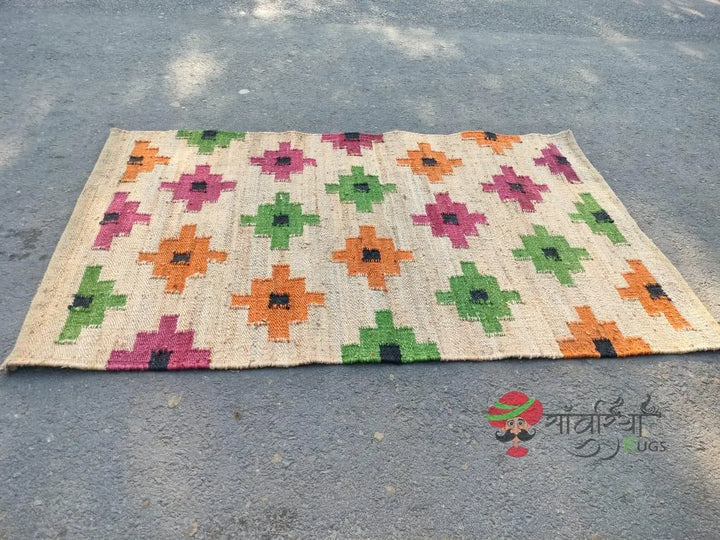Handmade Natural Multicolor Hemp Jute Rug and Runner for Floor Décor