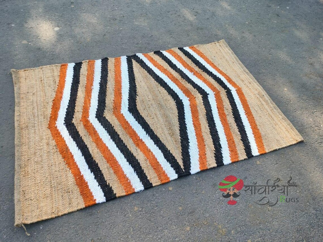 Natural and Black Jute Runner – Handmade Hemp Jute Rug
