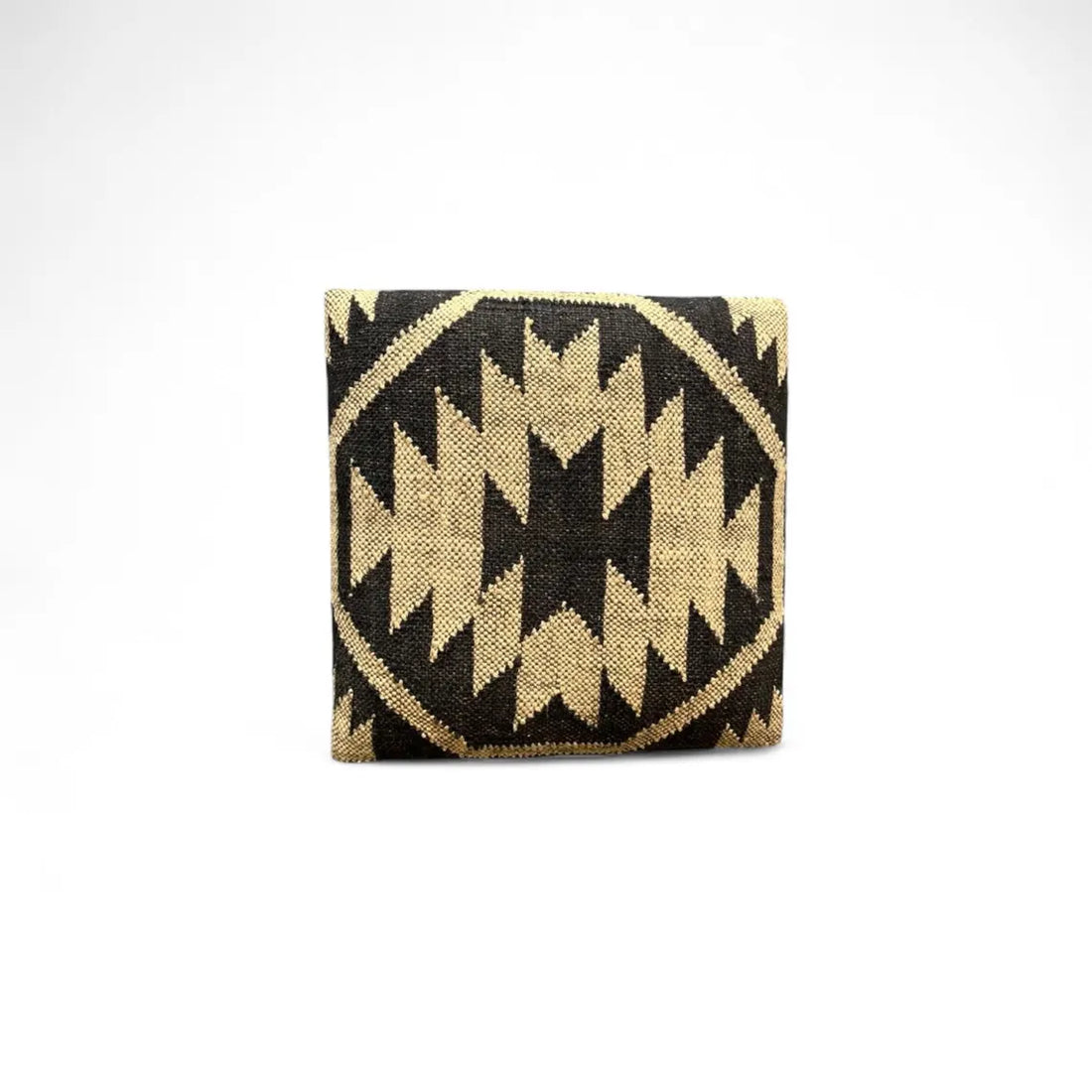 Handwoven Kilim Wooden Pouf, Durable Tribal Footstool, Bohemian Accent Bench