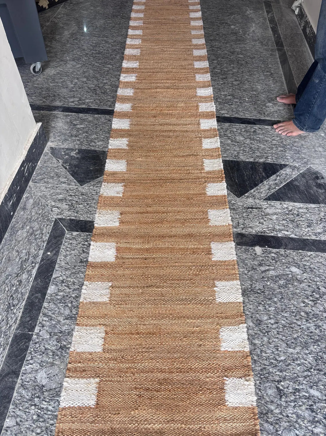 Natural White Hemp Jute Runner Rug