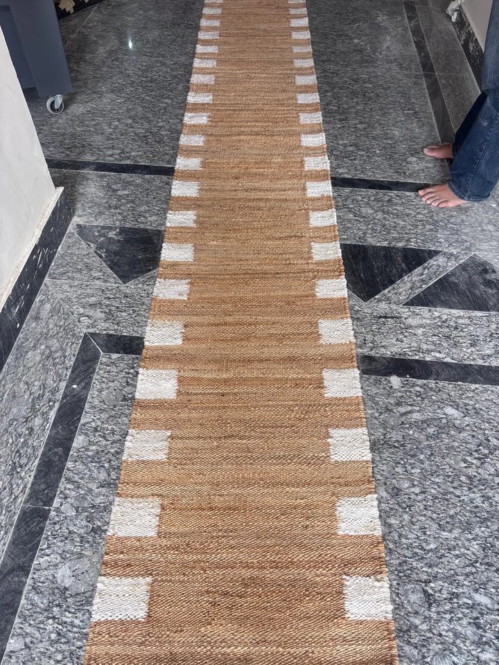 Natural White Hemp Jute Runner Rug
