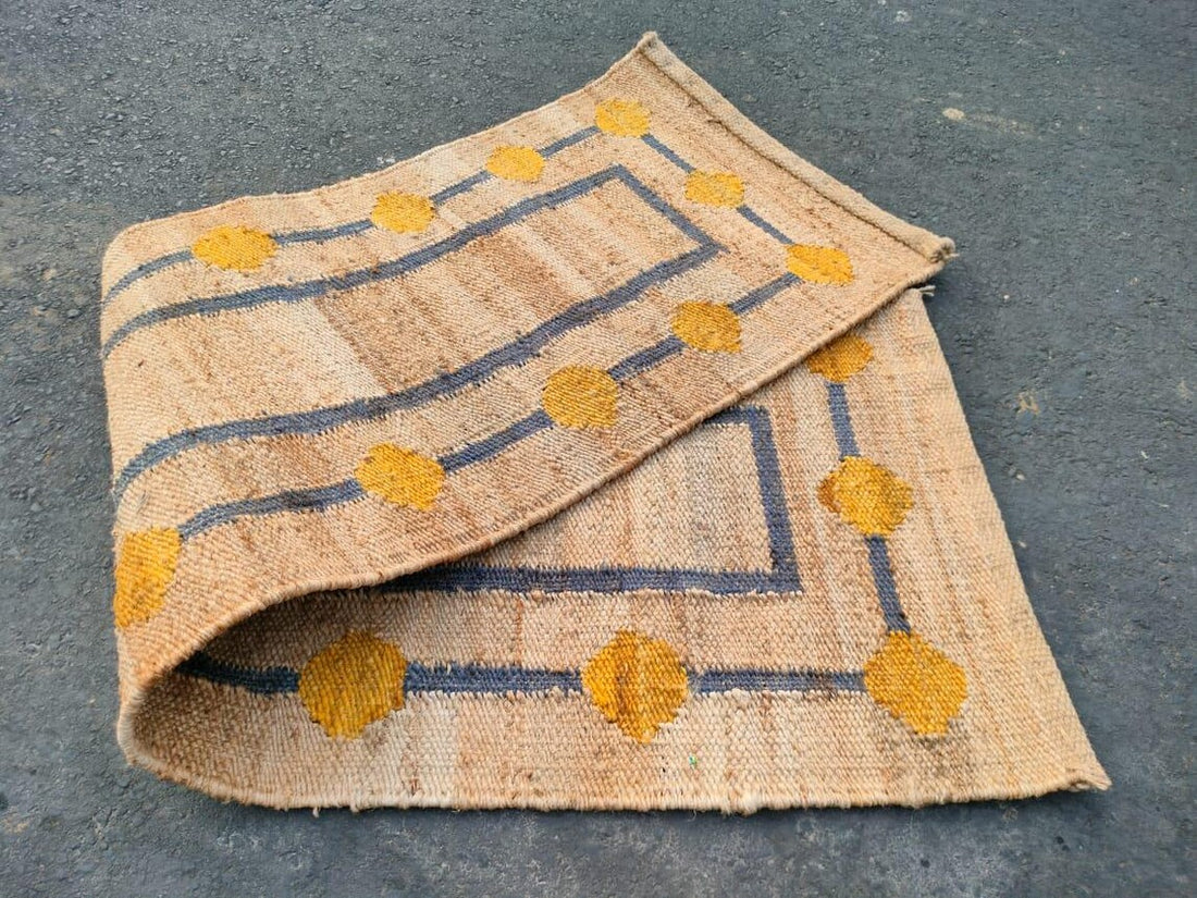 Handwoven Natural Jute Round Rug | Boho Farmhouse Decorative Floor Mat