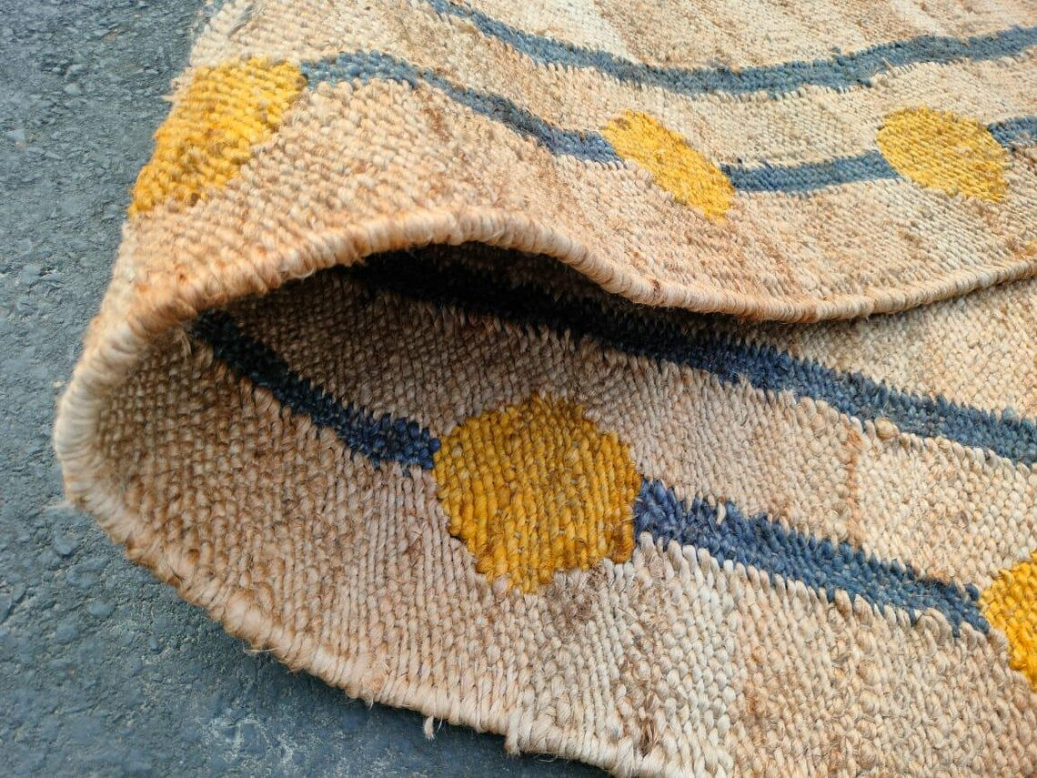 Handwoven Natural Jute Round Rug | Boho Farmhouse Decorative Floor Mat