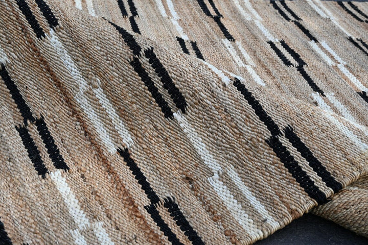 Handmade Hemp Jute Rugs – Large Black Area Rug for Home Decor