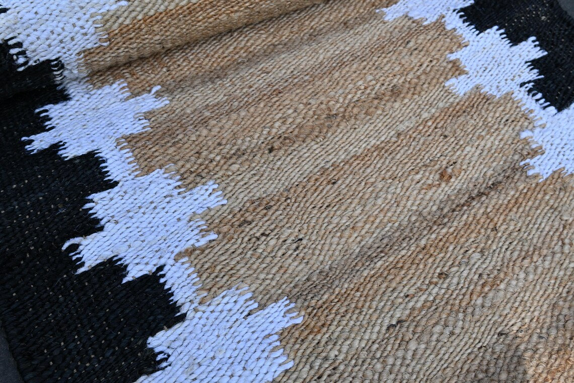 Black & White Natural Jute Hallway Runner