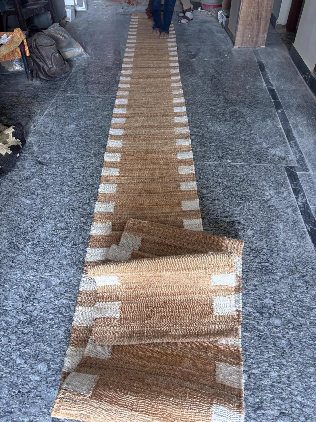 Natural White Hemp Jute Runner Rug