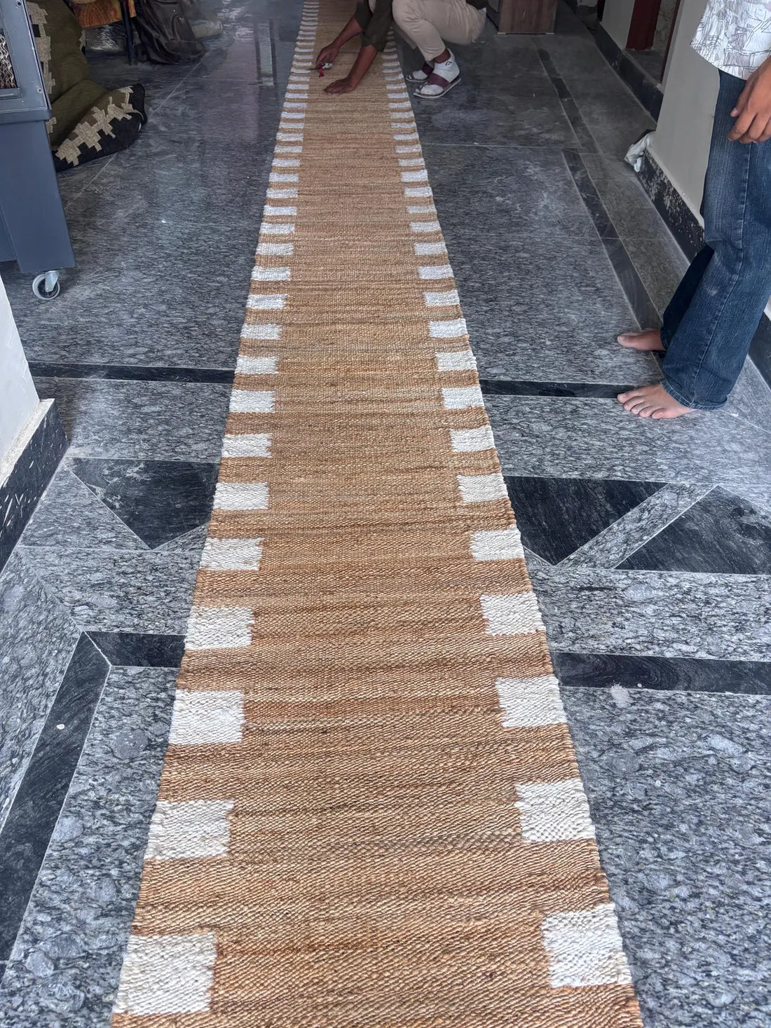 Natural White Hemp Jute Runner Rug