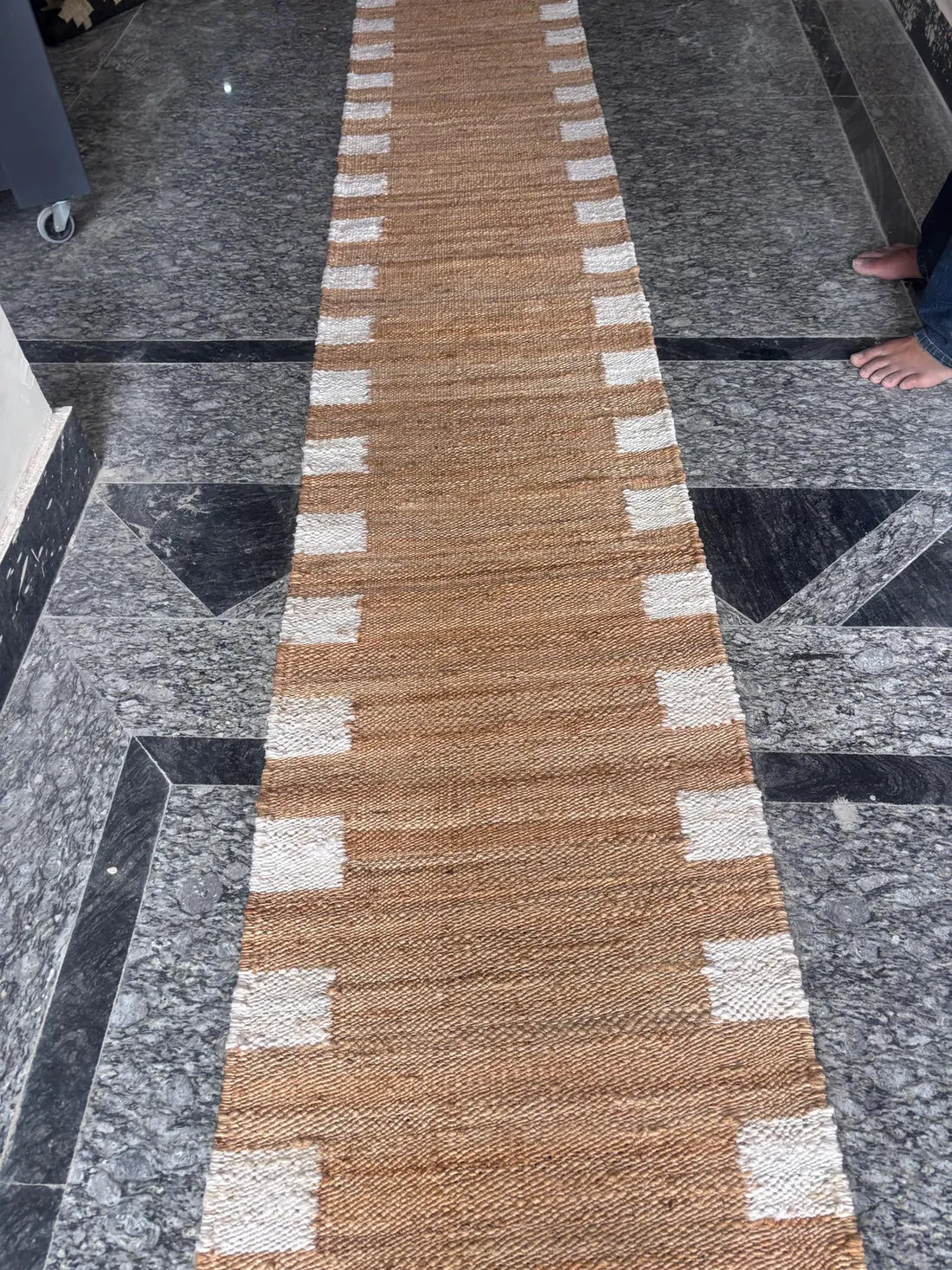 Natural White Hemp Jute Runner Rug