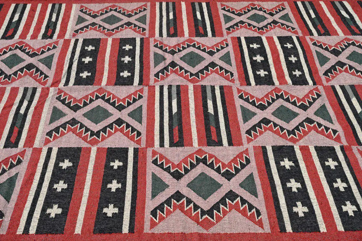 Kilim Rug Handwoven Multi Color Wool & Jute | Indian Dhurrie