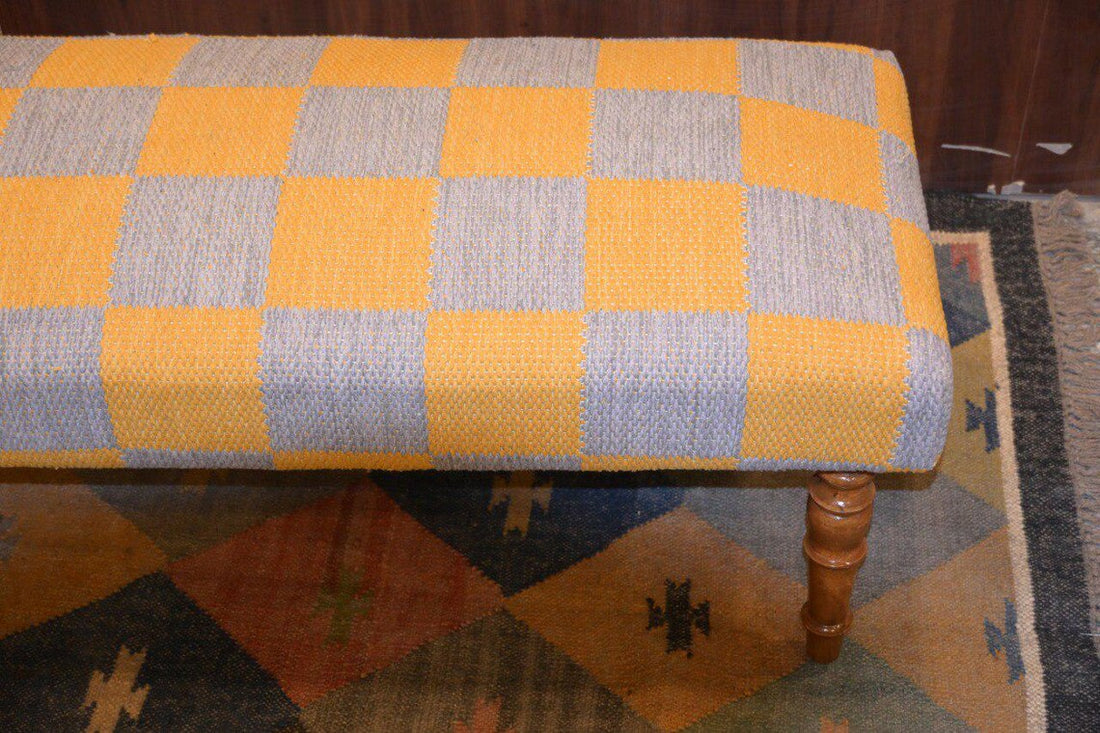 Bench Kilim Handmade – Wool & Jute Rug Upholstered Entryway Ottoman