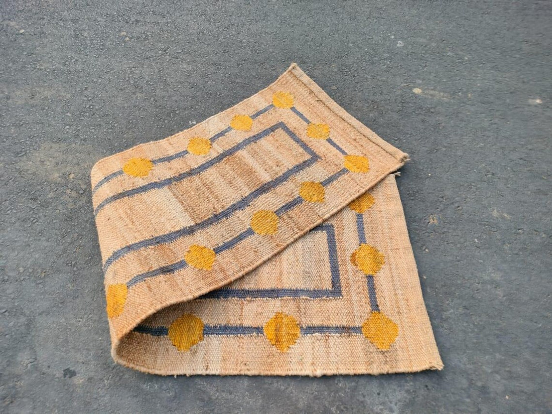 Handwoven Natural Jute Round Rug | Boho Farmhouse Decorative Floor Mat