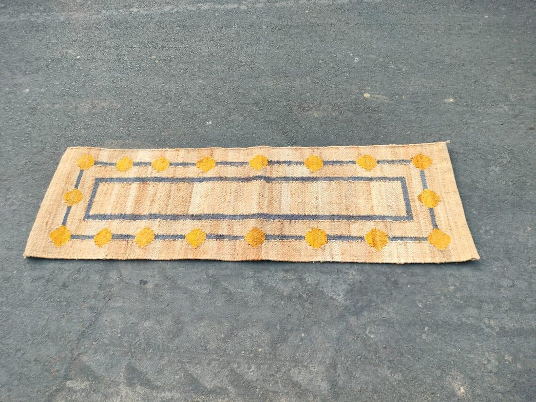 Handwoven Natural Jute Round Rug | Boho Farmhouse Decorative Floor Mat