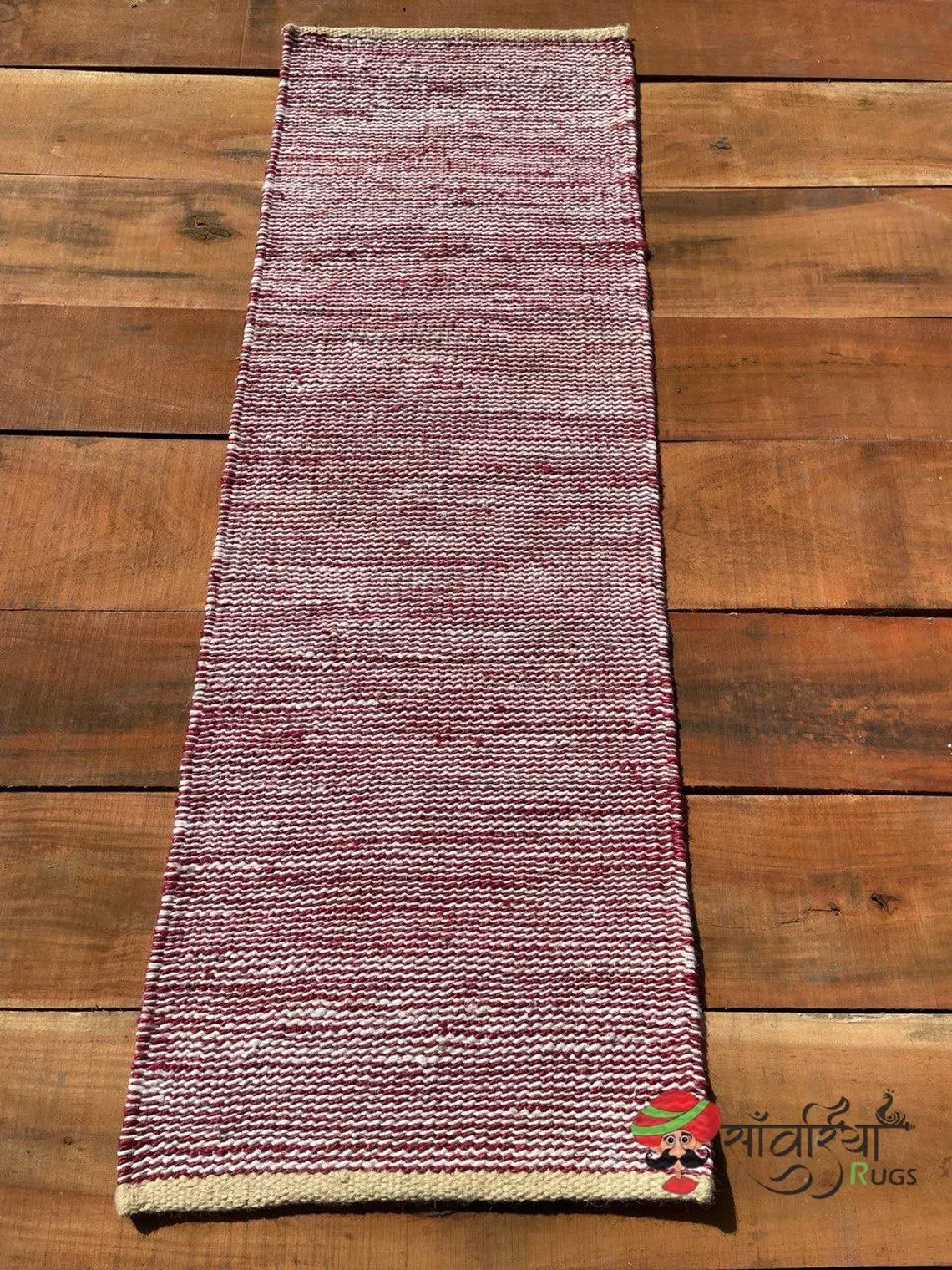 Handmade Hemp Jute Rug Runner – Natural & Yellow Design