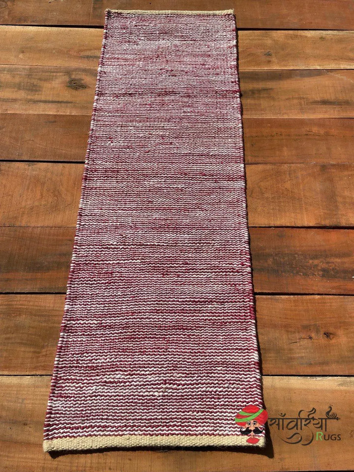 Handmade Hemp Jute Rug Runner – Natural & Yellow Design