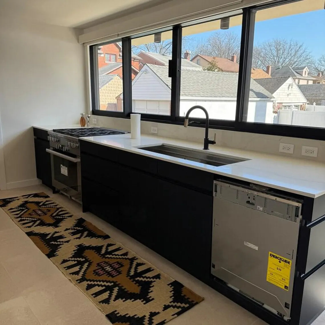 Handwoven Wool Jute Kilim Runner Rug with Traditional Geometric Motifs