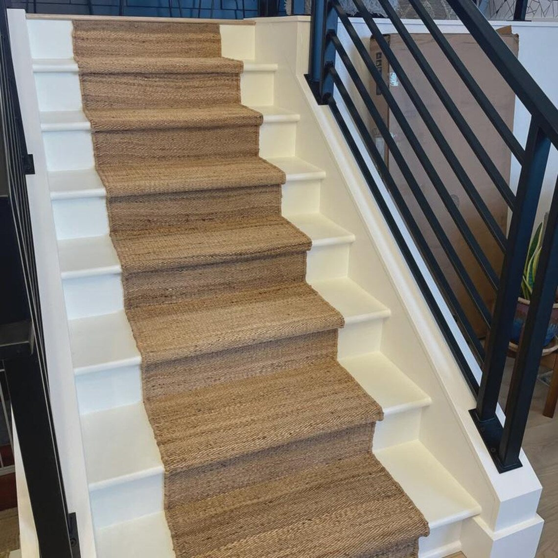 Handwoven Hemp Jute Stair Runner | Natural Eco Rustic Runner Rug