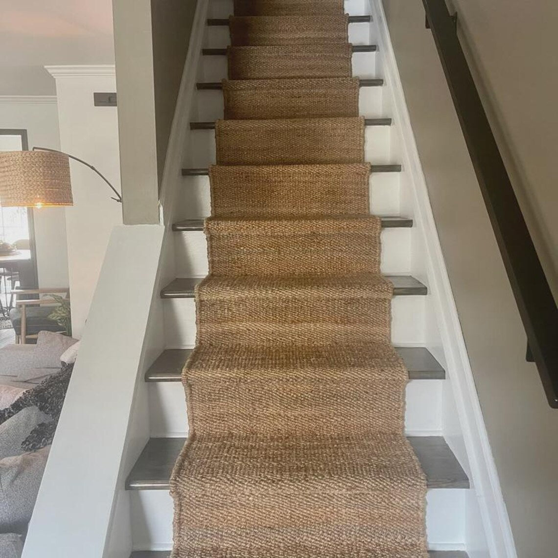 Handwoven Hemp Jute Stair Runner | Natural Eco Rustic Runner Rug