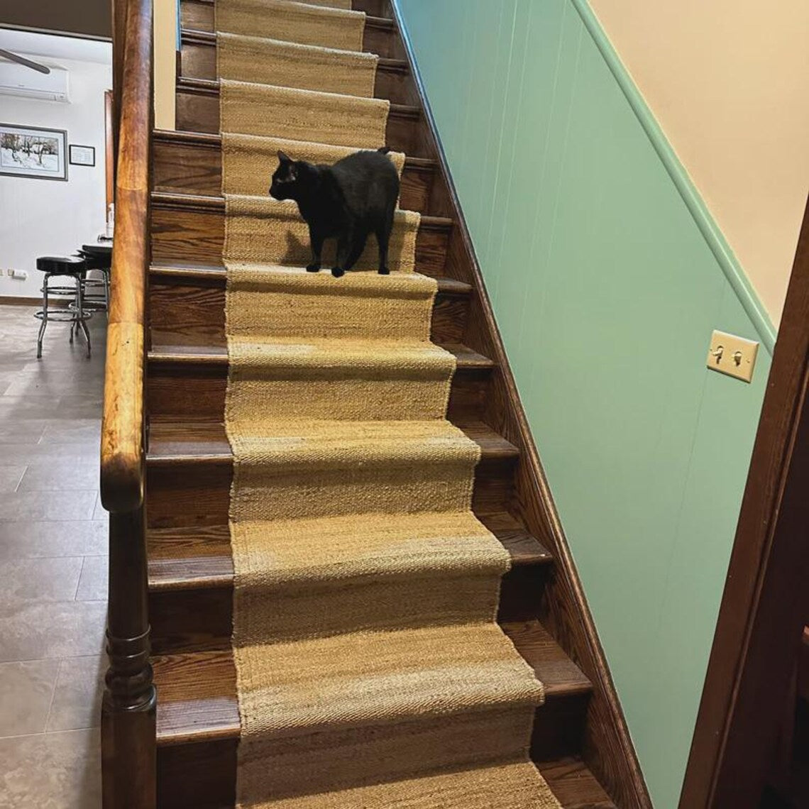 Handwoven Hemp Jute Stair Runner | Natural Eco Rustic Runner Rug