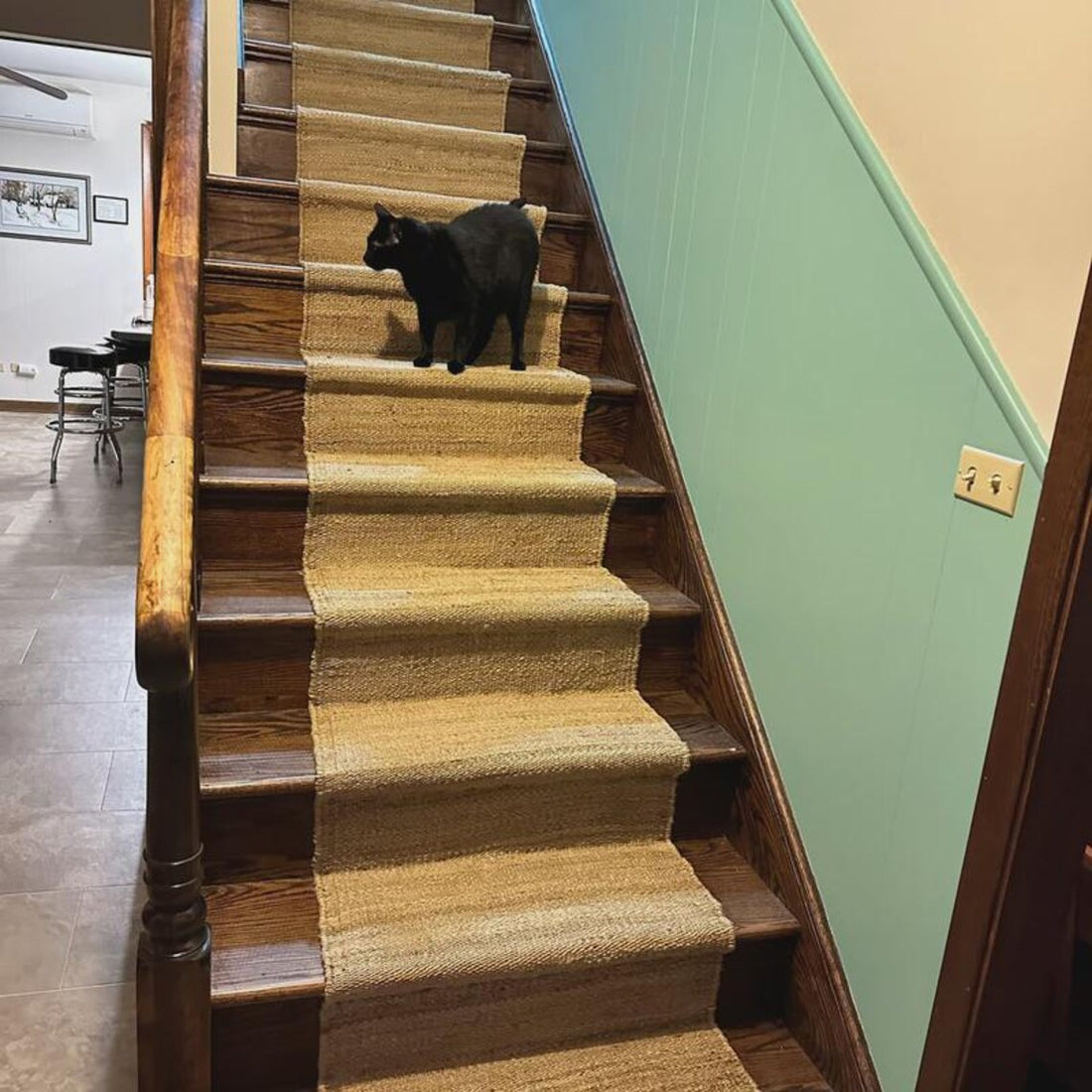 Handwoven Hemp Jute Stair Runner | Natural Eco Rustic Runner Rug