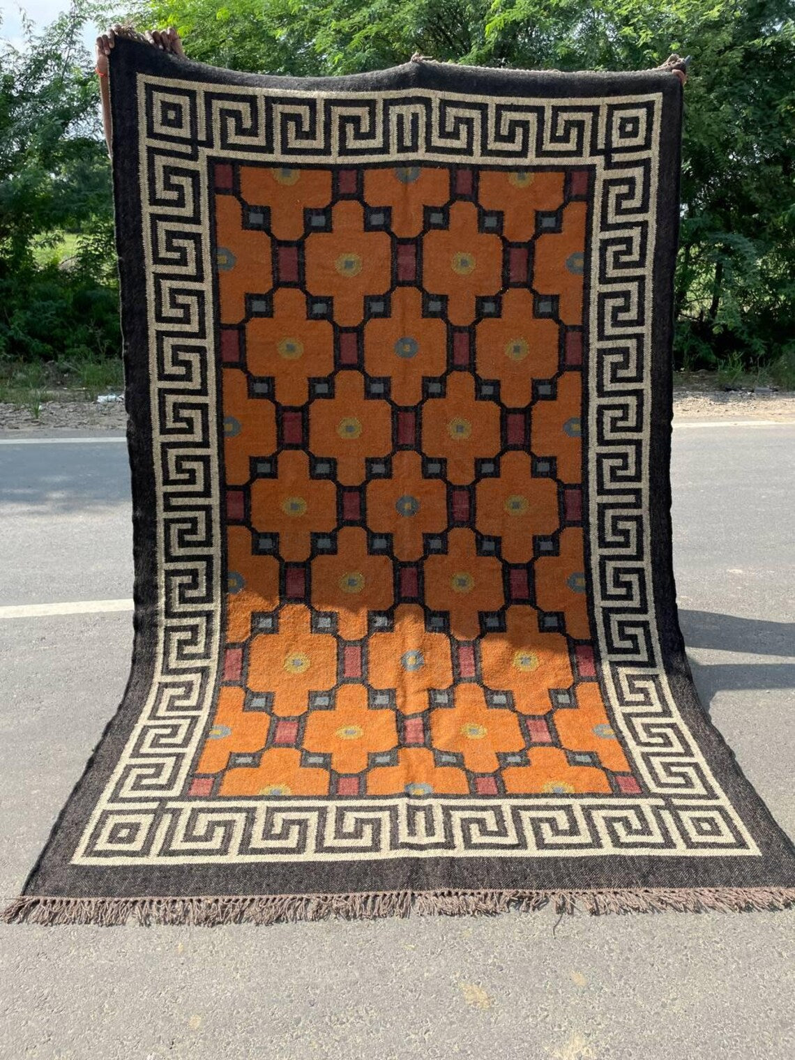 Handwoven Kilim Wall Décor Wool and Jute Dhurrie