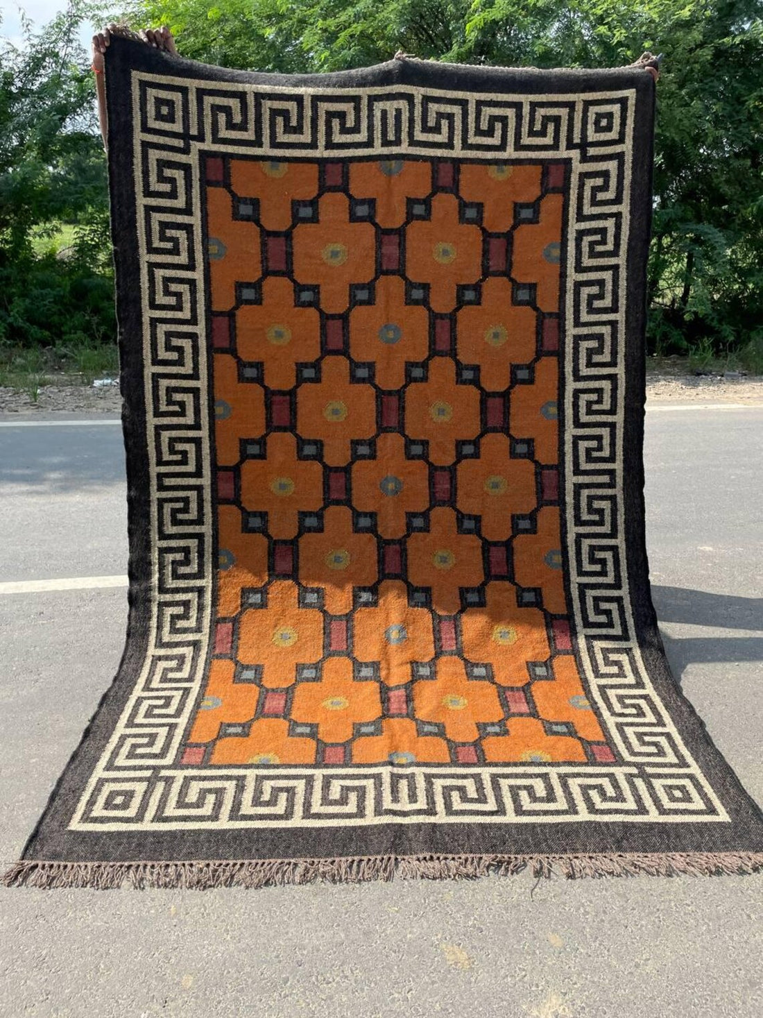 Handwoven Kilim Wall Décor Wool and Jute Dhurrie