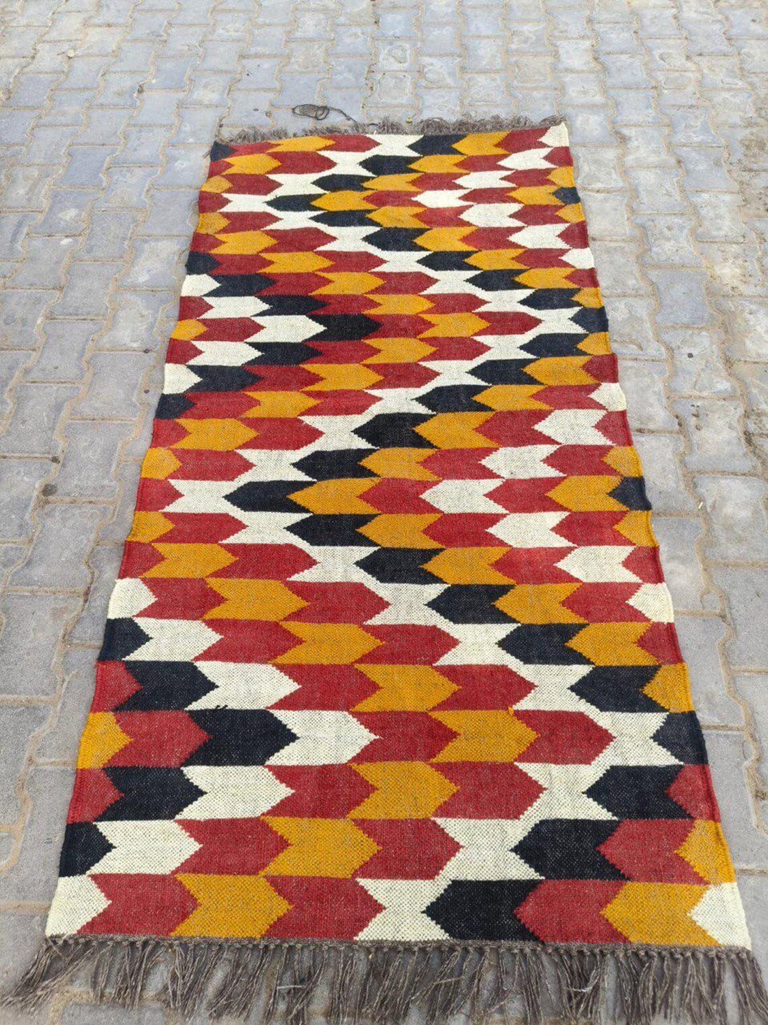 Handwoven Wool Jute Kilim Rug Runner