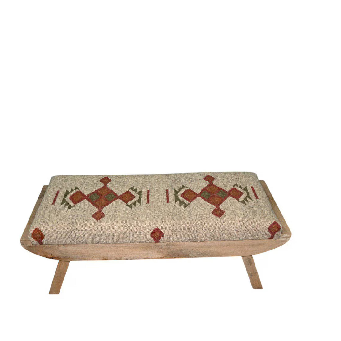 Wooden Folding Kilim Rug Bench – Handmade Boho Ottoman