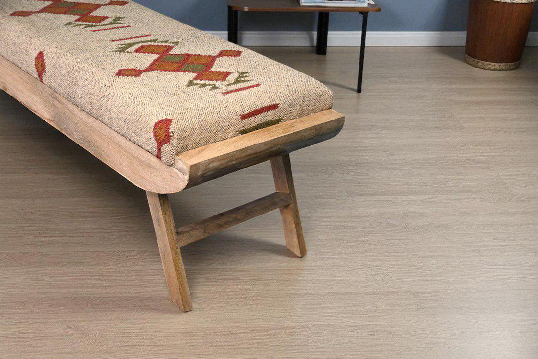 Wooden Folding Kilim Rug Bench – Handmade Boho Ottoman