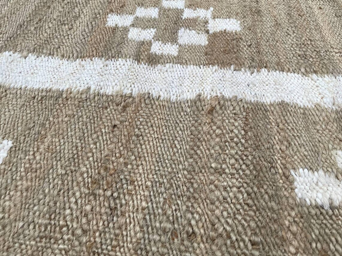 Handwoven Hemp Jute Runner Black Off White Decorative Dhurrie Rug